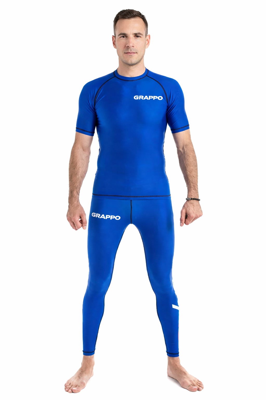 Men Blue Short Sleeve Rashguard