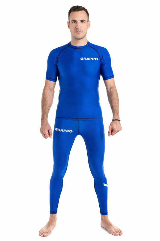 Men Blue Short Sleeve Rashguard