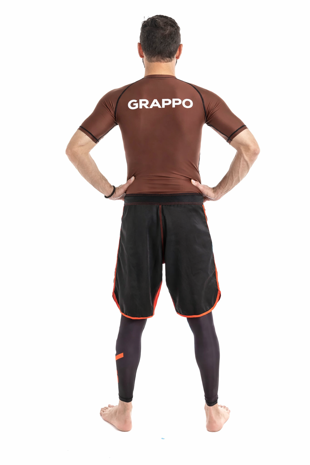 Men Brown Short Sleeve Rashguard