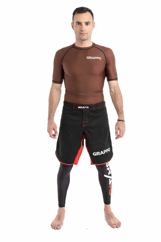 Men Brown Short Sleeve Rashguard