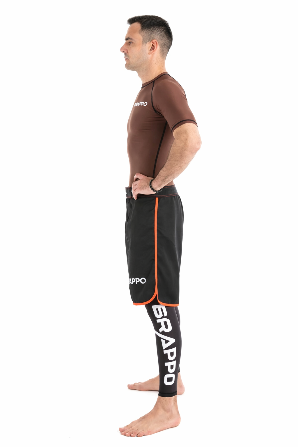 Men Brown Short Sleeve Rashguard