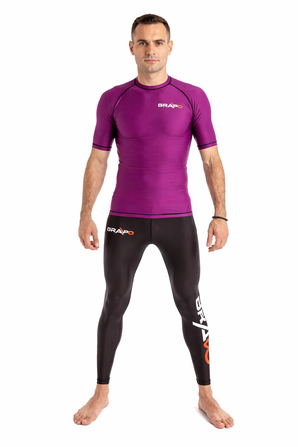 Men Purple Short Sleeve Rashguard