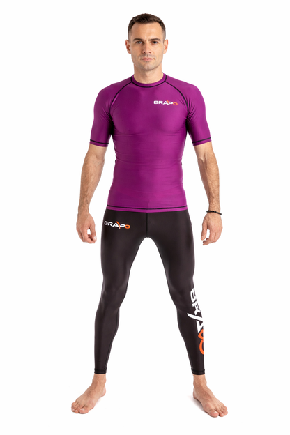 Men Purple Short Sleeve Rashguard