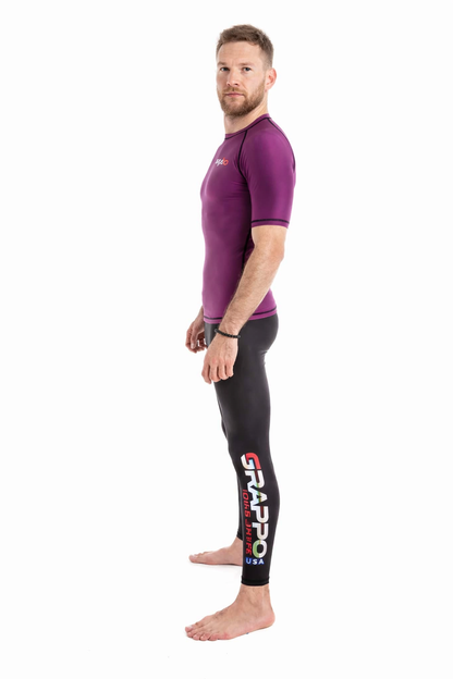 Men Purple Short Sleeve Rashguard